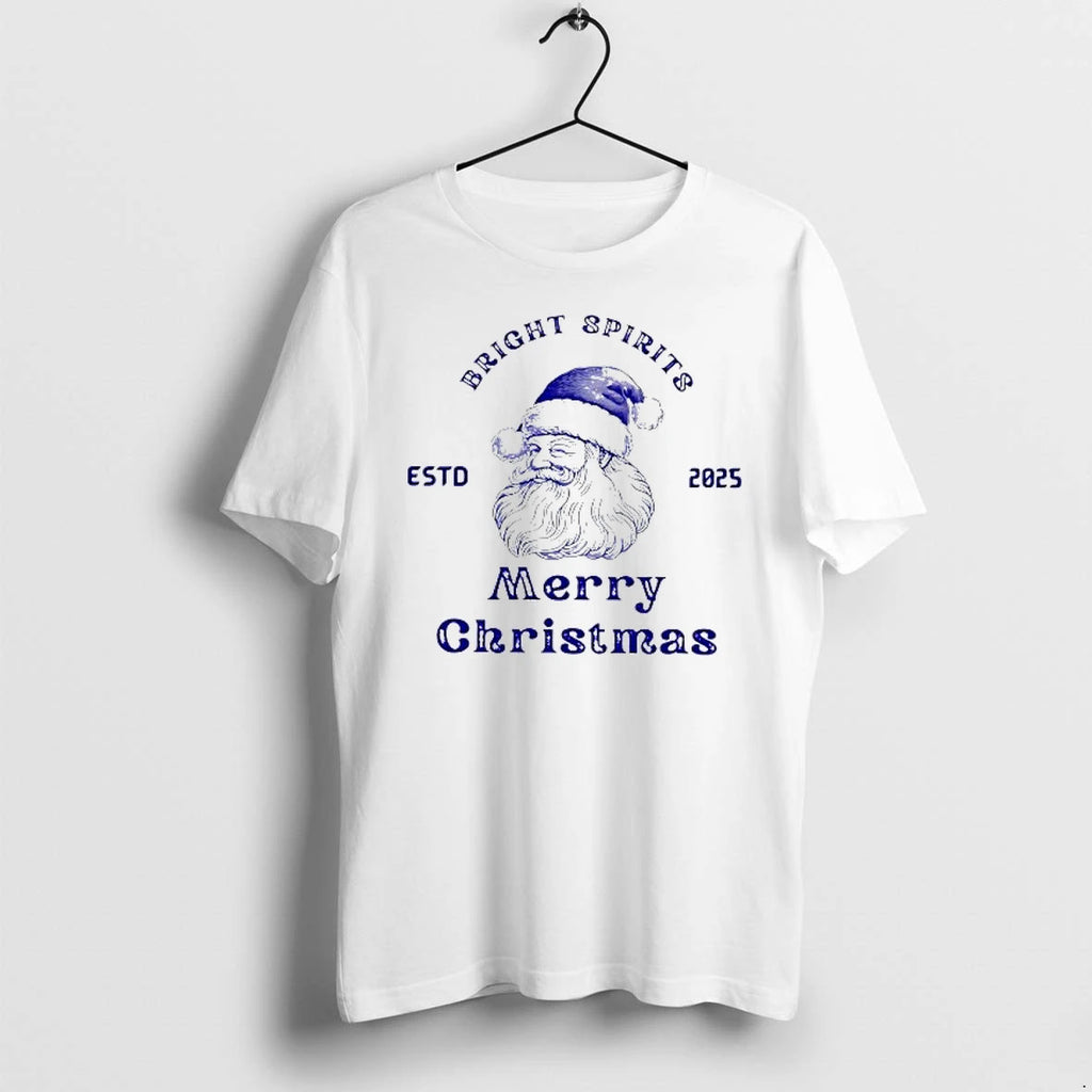 Santa Bright Spirits Merry Christmas Estd 2025 Tshirts Sweater