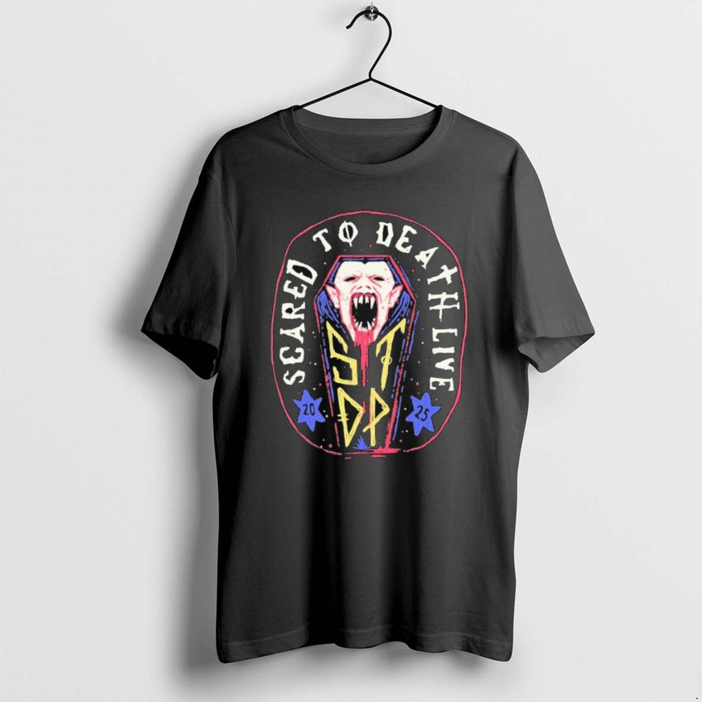 Scared To Death Live 2025 Vampire Coffin T Shirts
