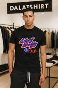 Schoef Daddy 48 Orange and Blue Script Signature shirt
