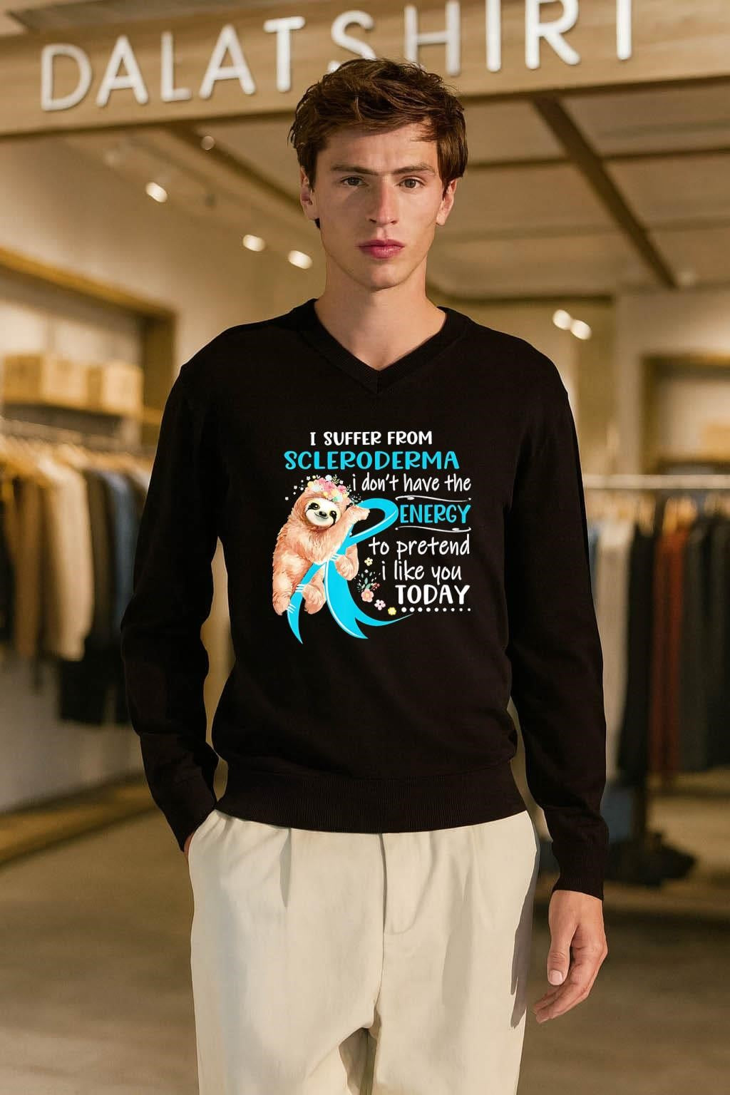 Scleroderma Sloth Flower Energy Pretend I Like You Today shirt