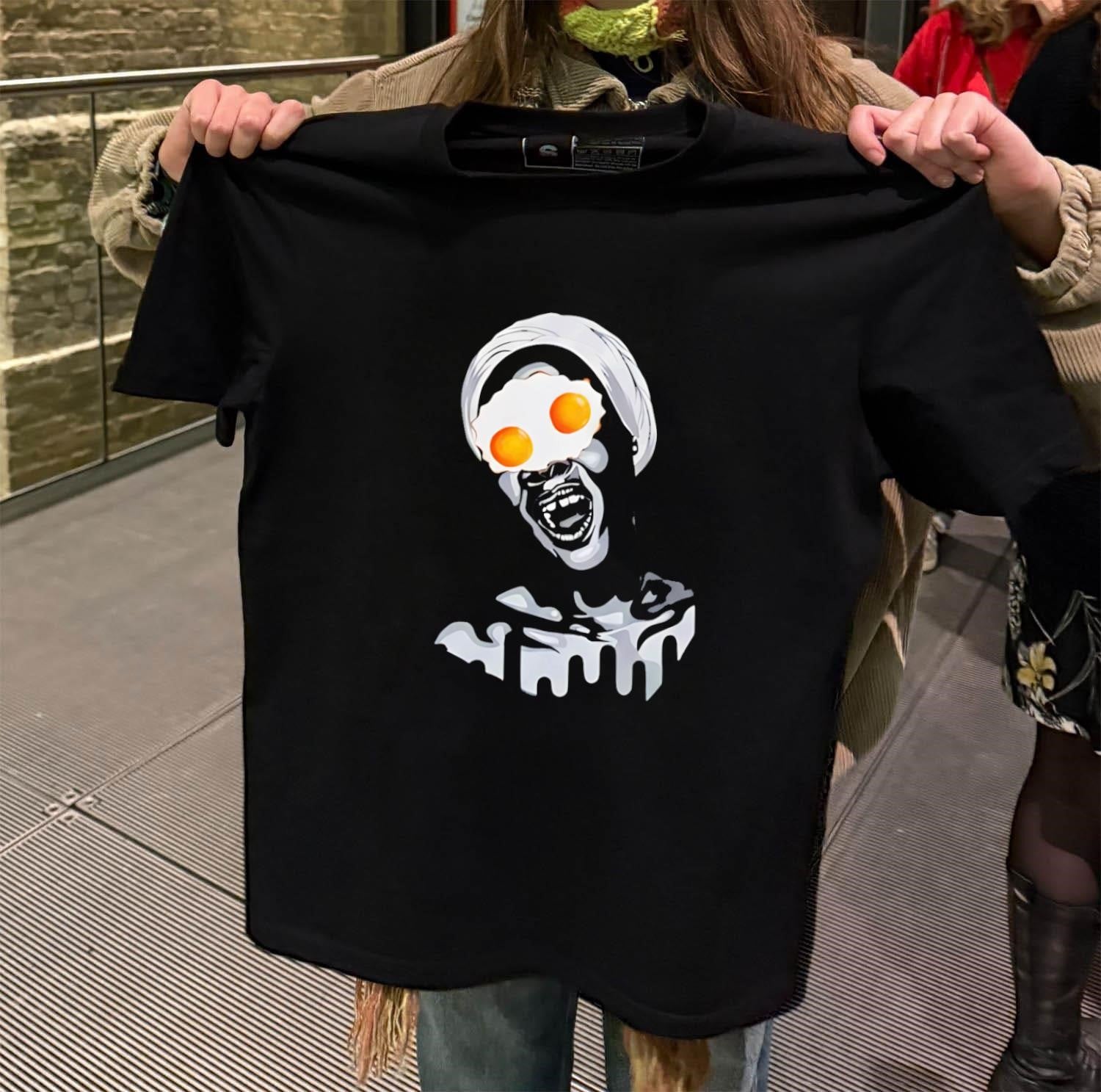 Screaming Face With Fried Eggs Eyes Surreal shirt