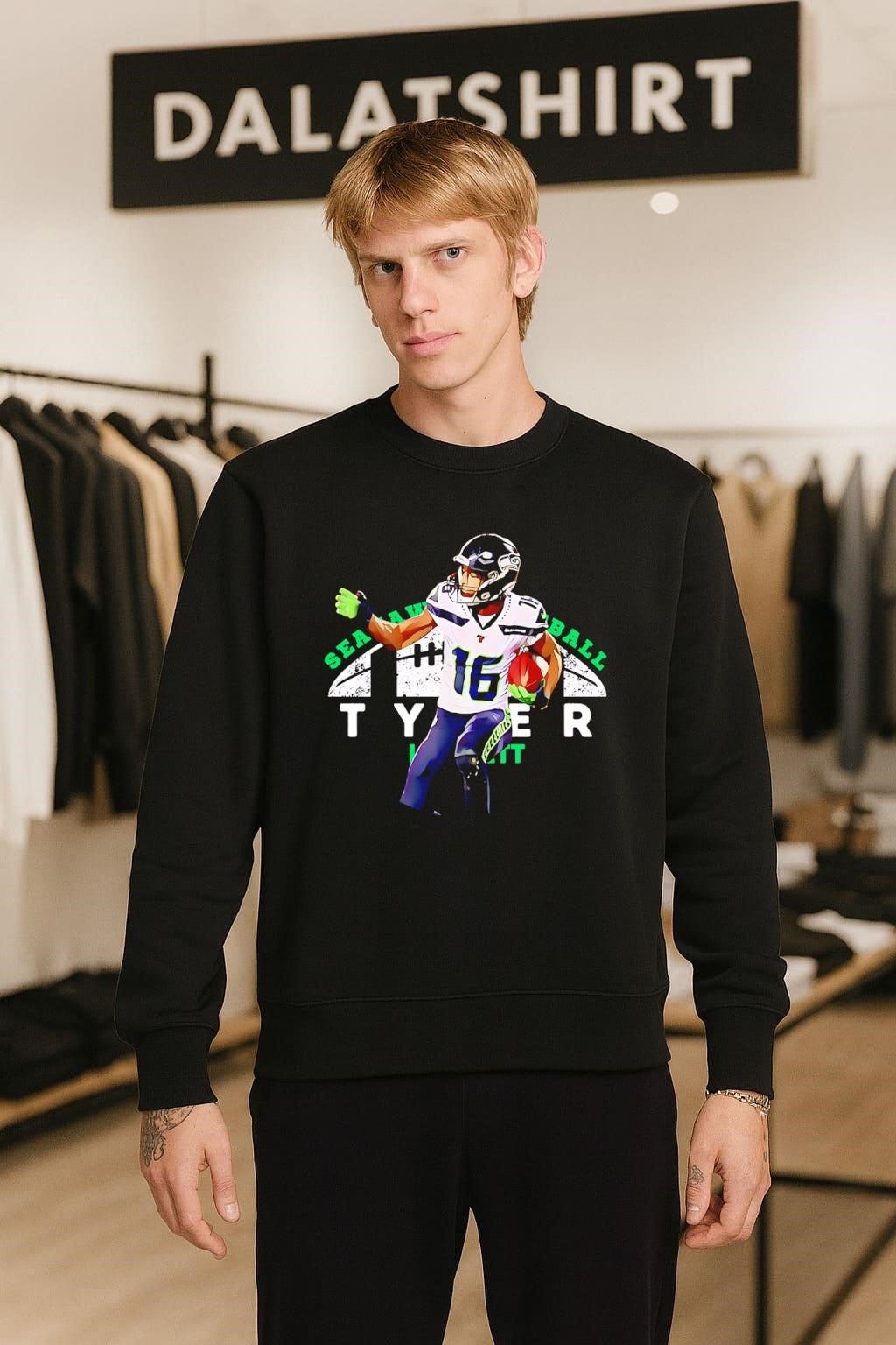 Seahawks Football 16 Tyler Lockett Action Player Graphic Sport shirt
