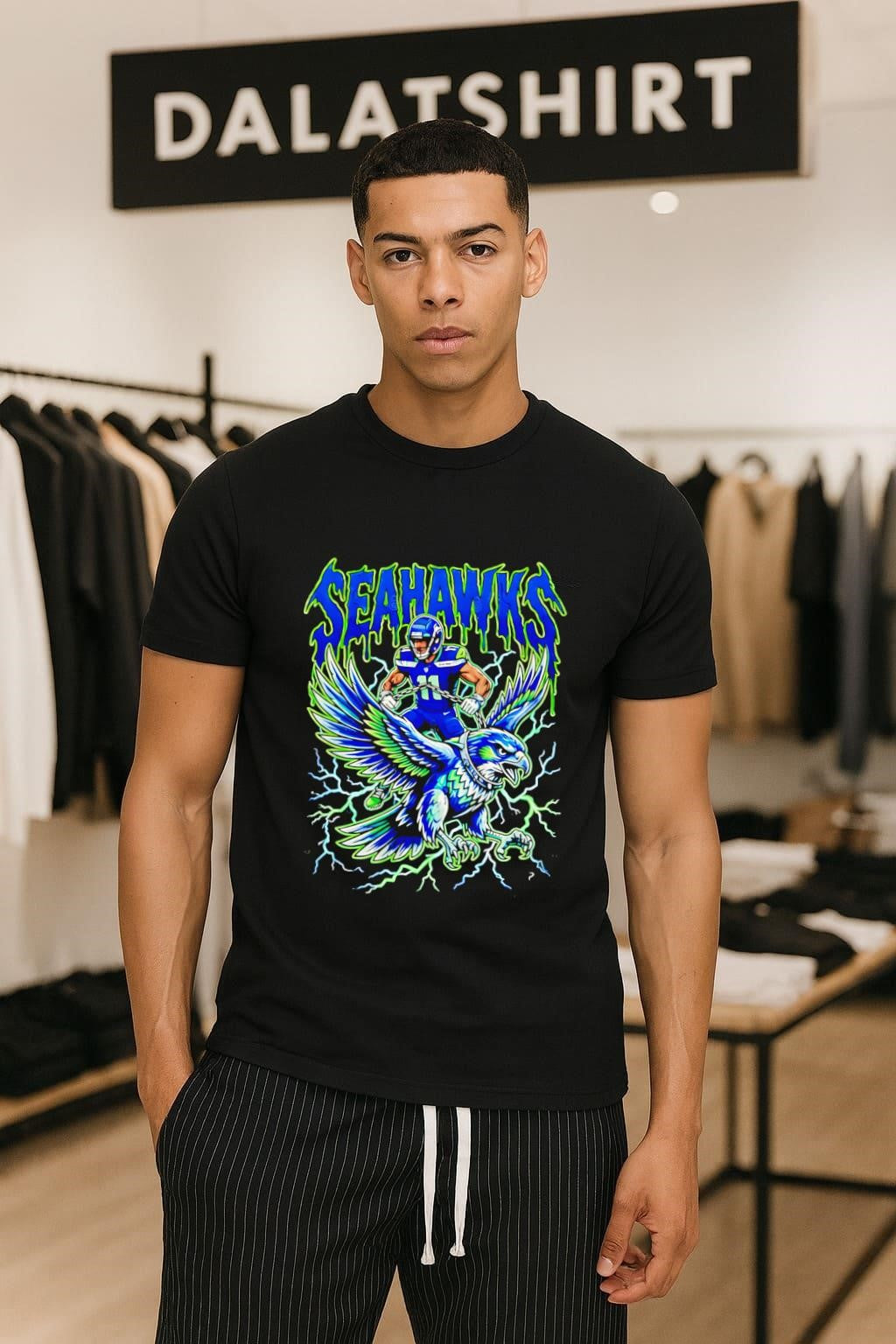 Seahawks Number 11 Riding A Giant Blue Hawk Lightning shirt
