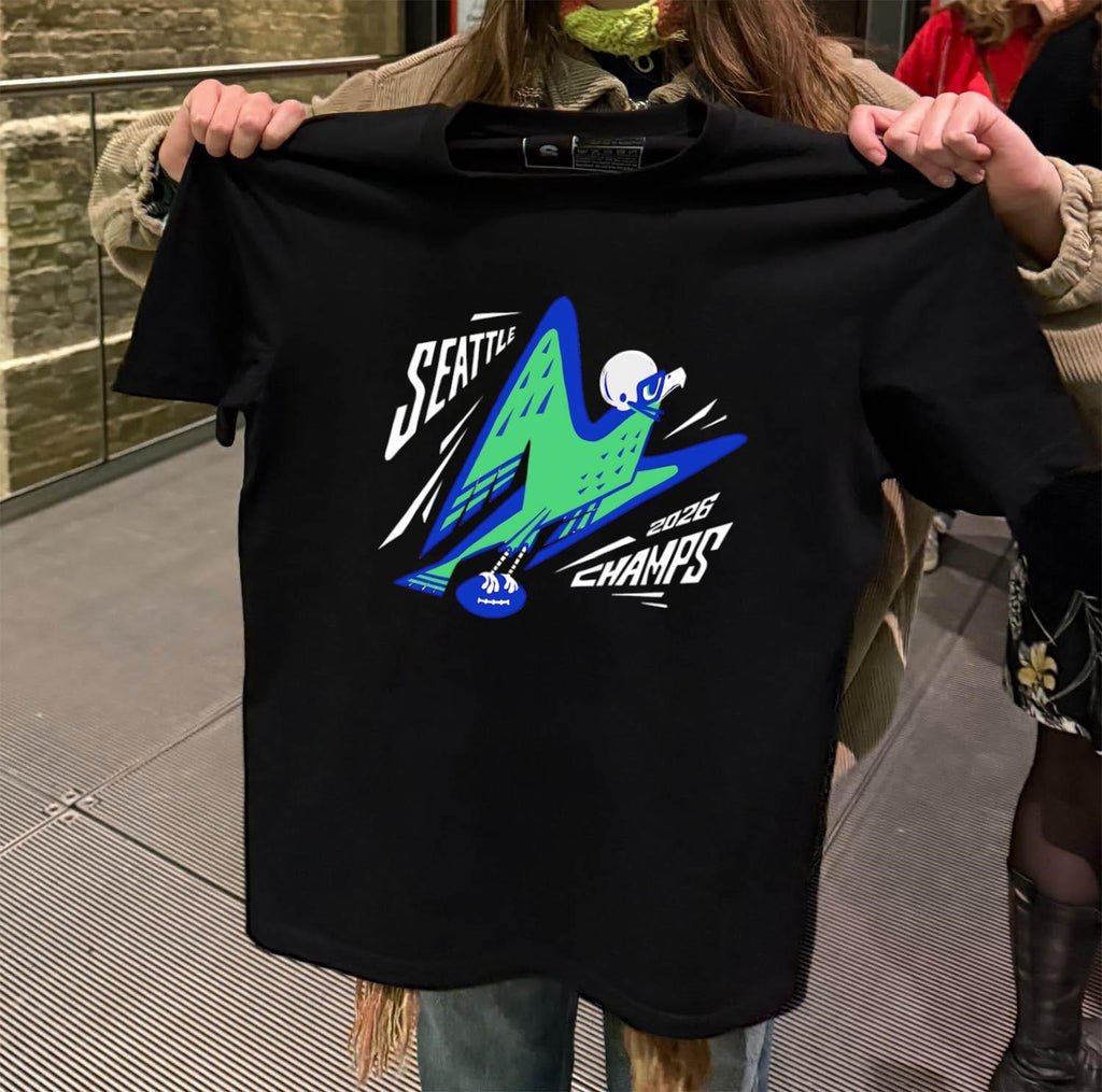 Seattle Champs 2026 Abstract Bird Playing Football Sports shirt