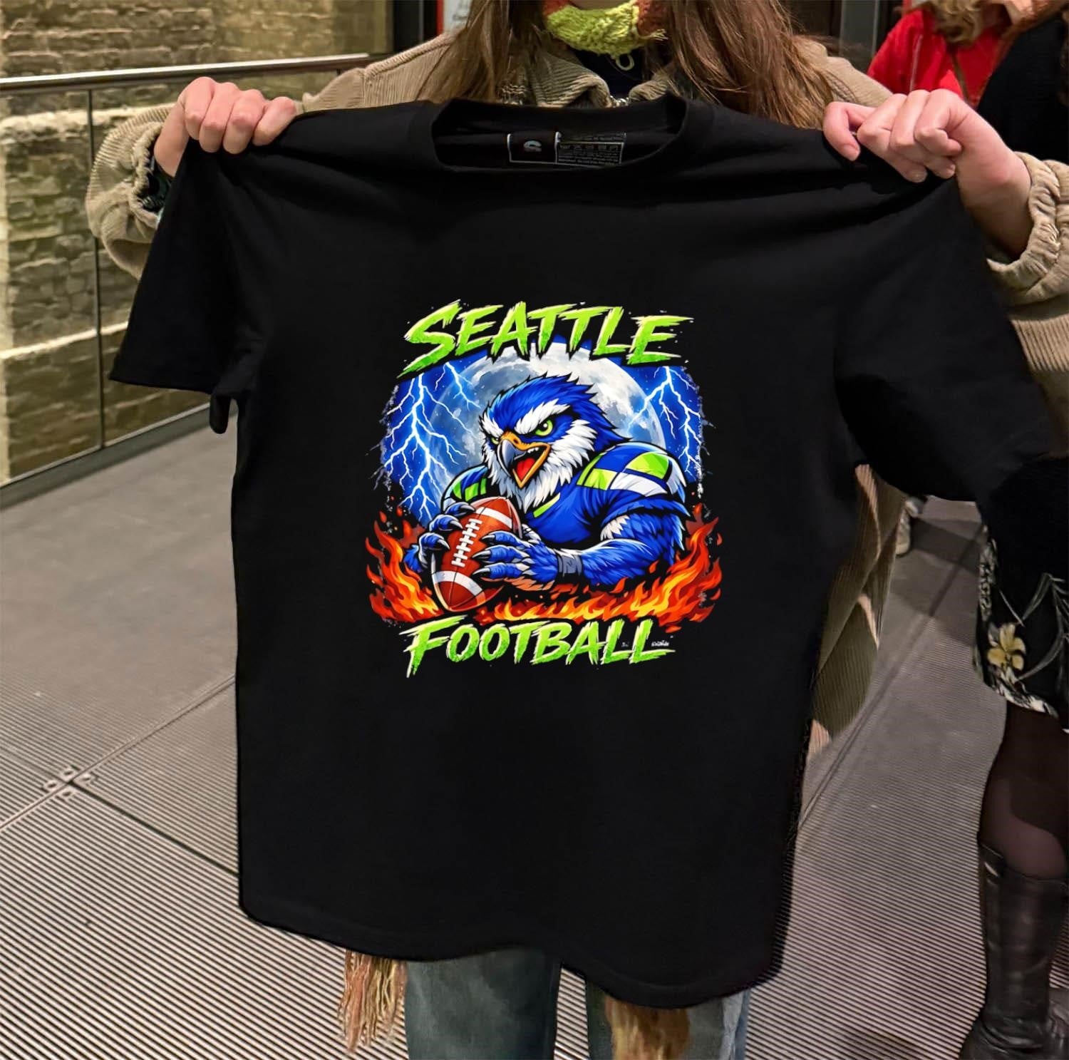 Seattle Football Fierce Eagle Full Moon Lightning Fire shirt