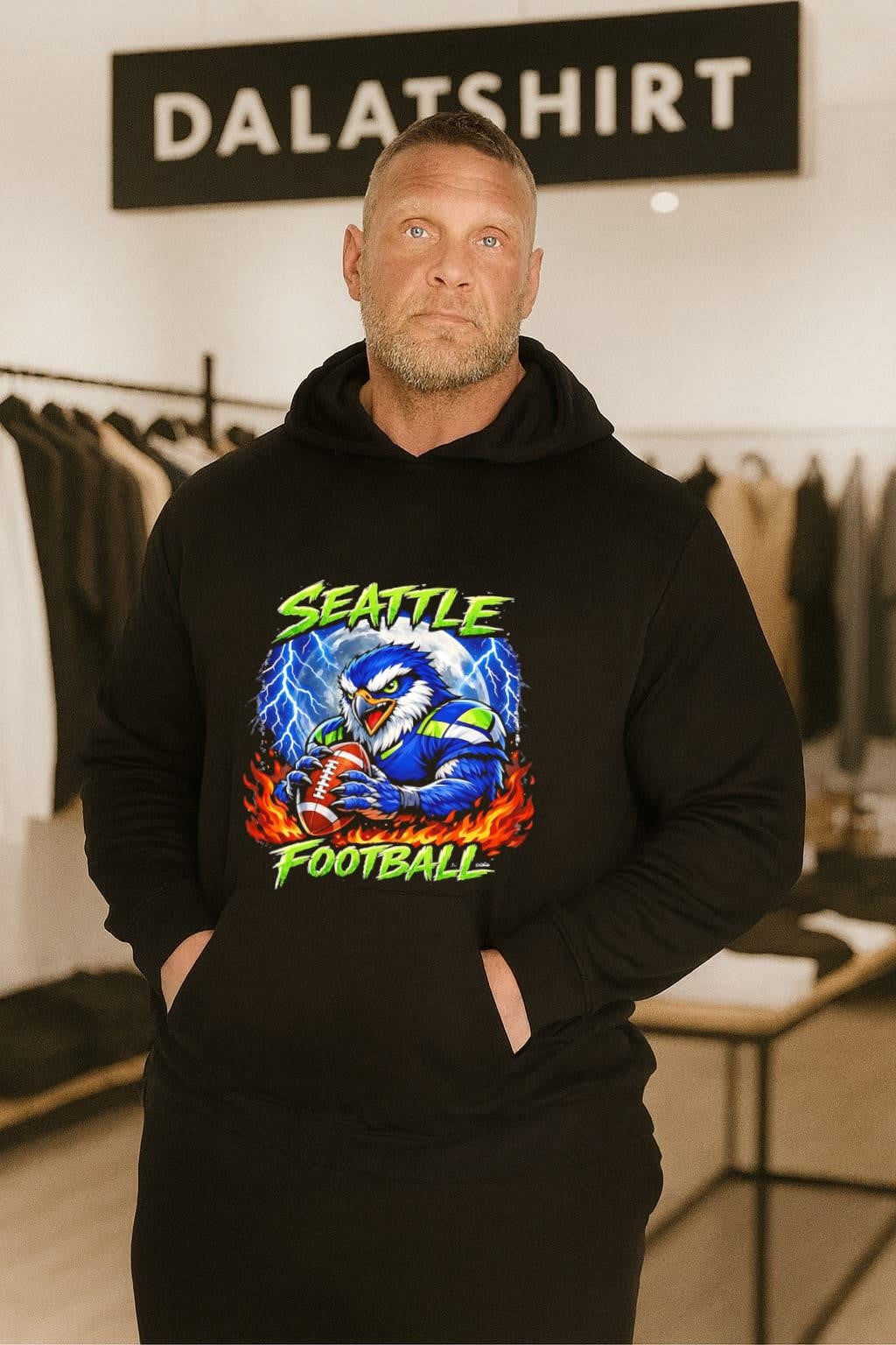 Seattle Football Fierce Eagle Full Moon Lightning Fire shirt