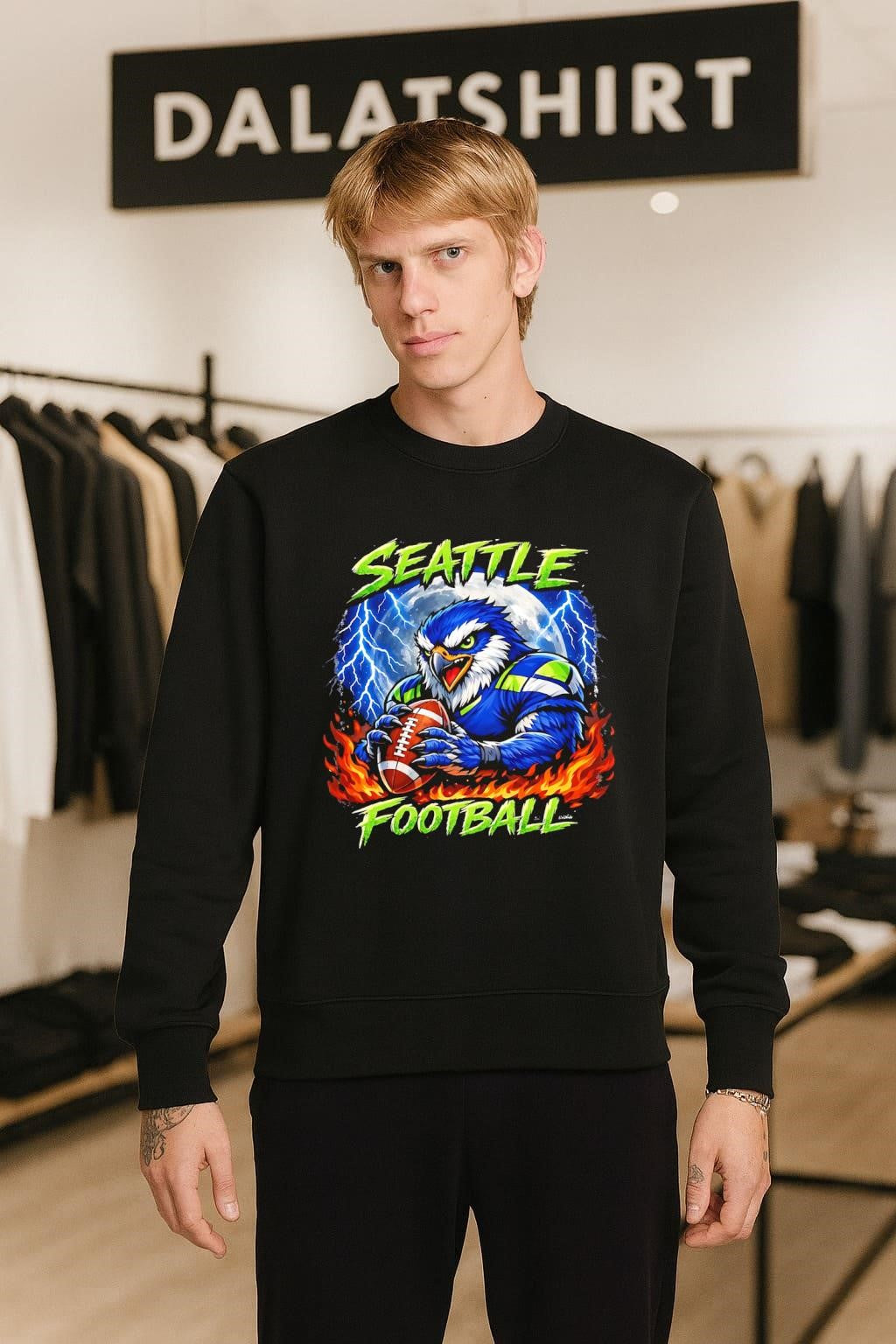 Seattle Football Fierce Eagle Full Moon Lightning Fire shirt