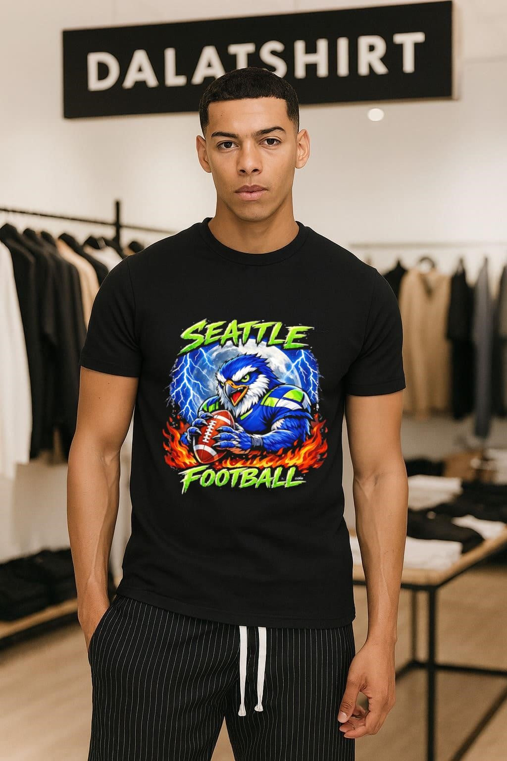 Seattle Football Fierce Eagle Full Moon Lightning Fire shirt