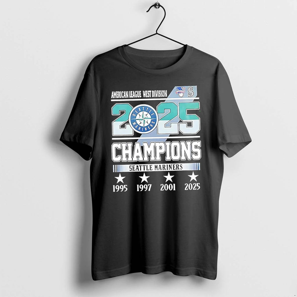 Seattle Mariners 2025 Al West 4x Champions Players Number And Name Tshirts Sweater