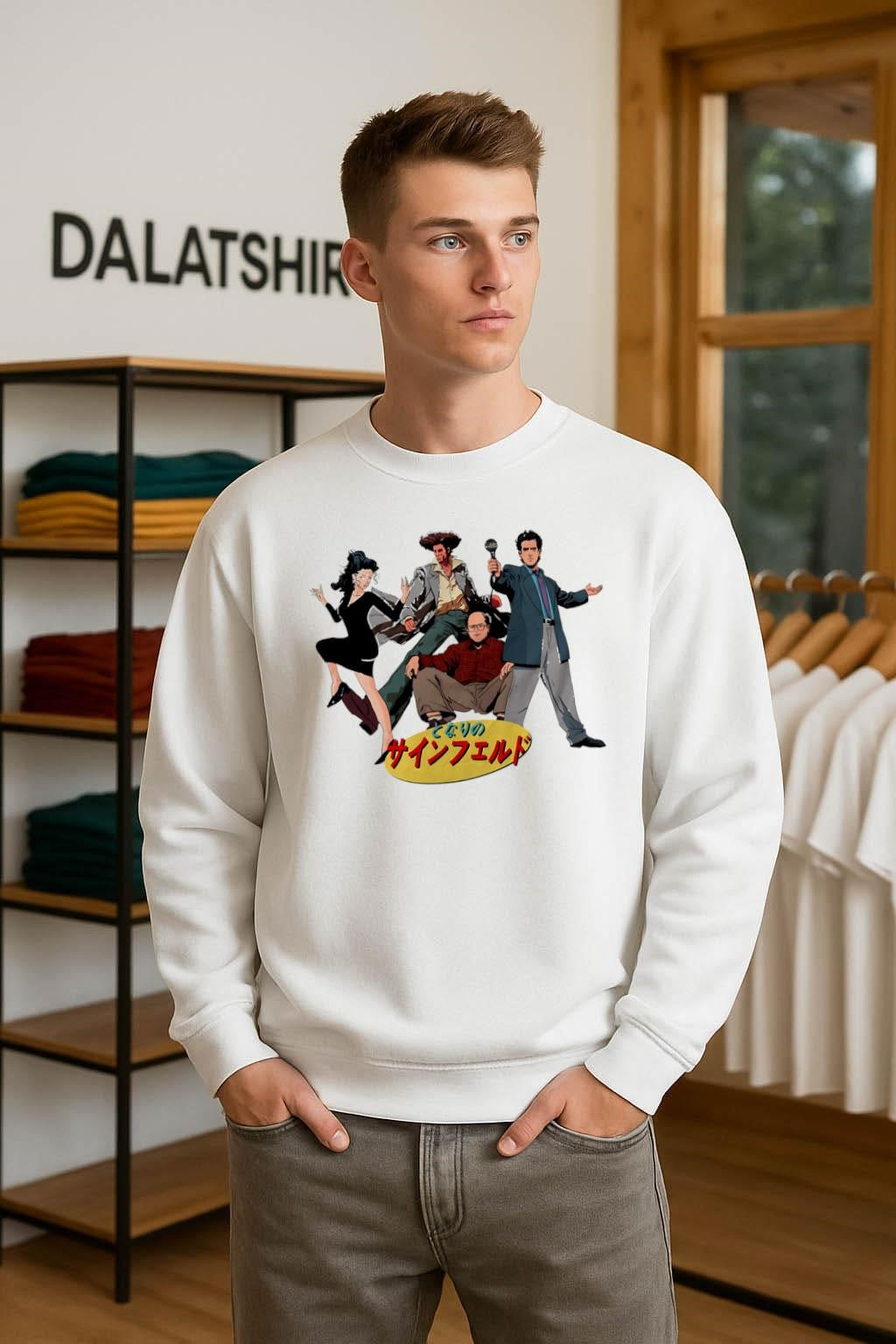 Seinfeld Anime Style Characters Japanese Text Mashup shirt