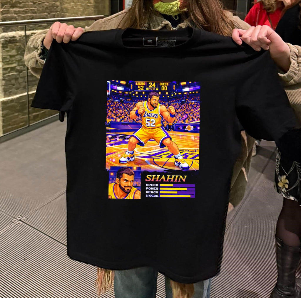 Shahin Los Angeles Lakers 52 custom pixel art basketball player shirt