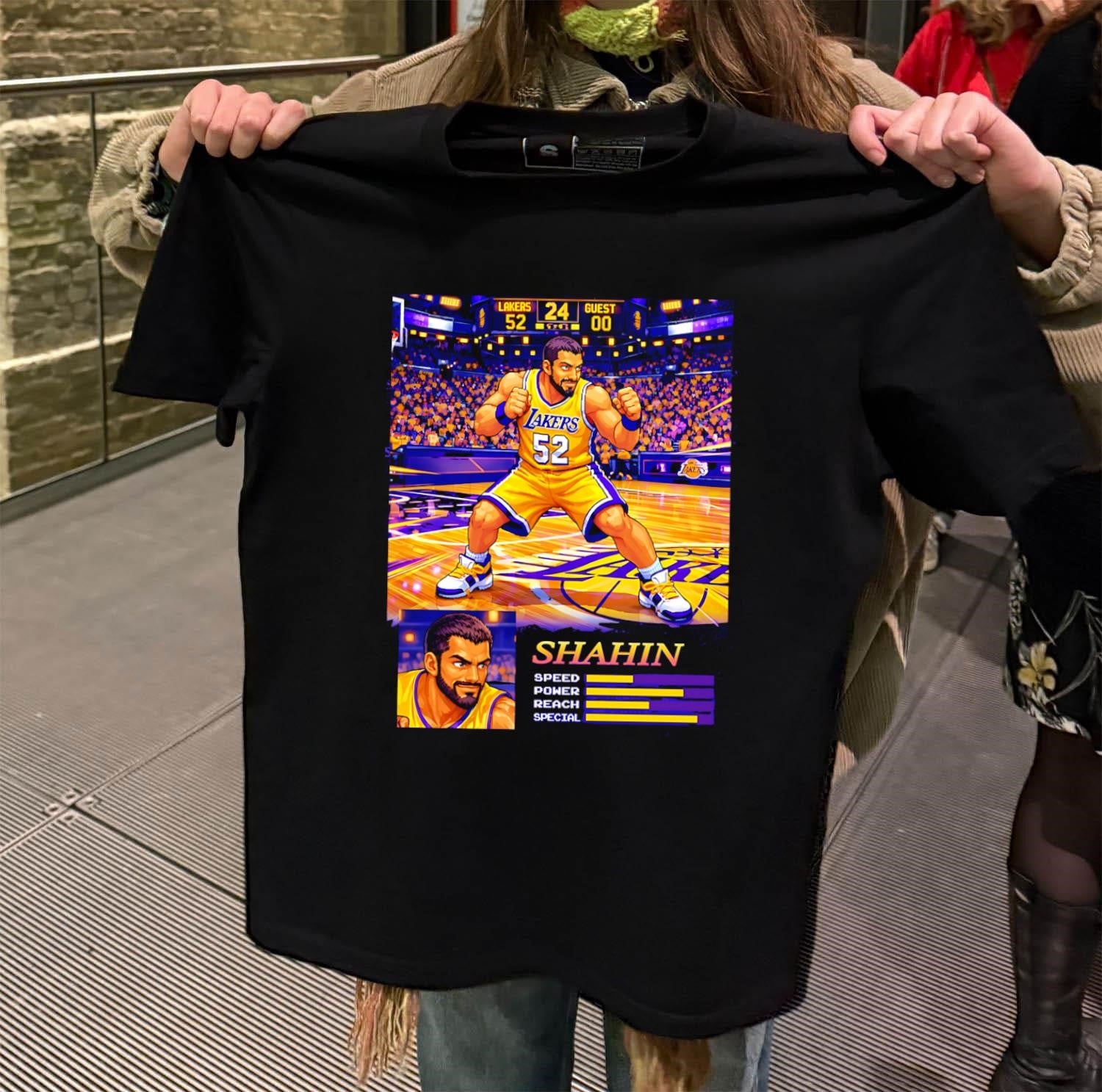 Shahin Los Angeles Lakers 52 custom pixel art basketball player shirt