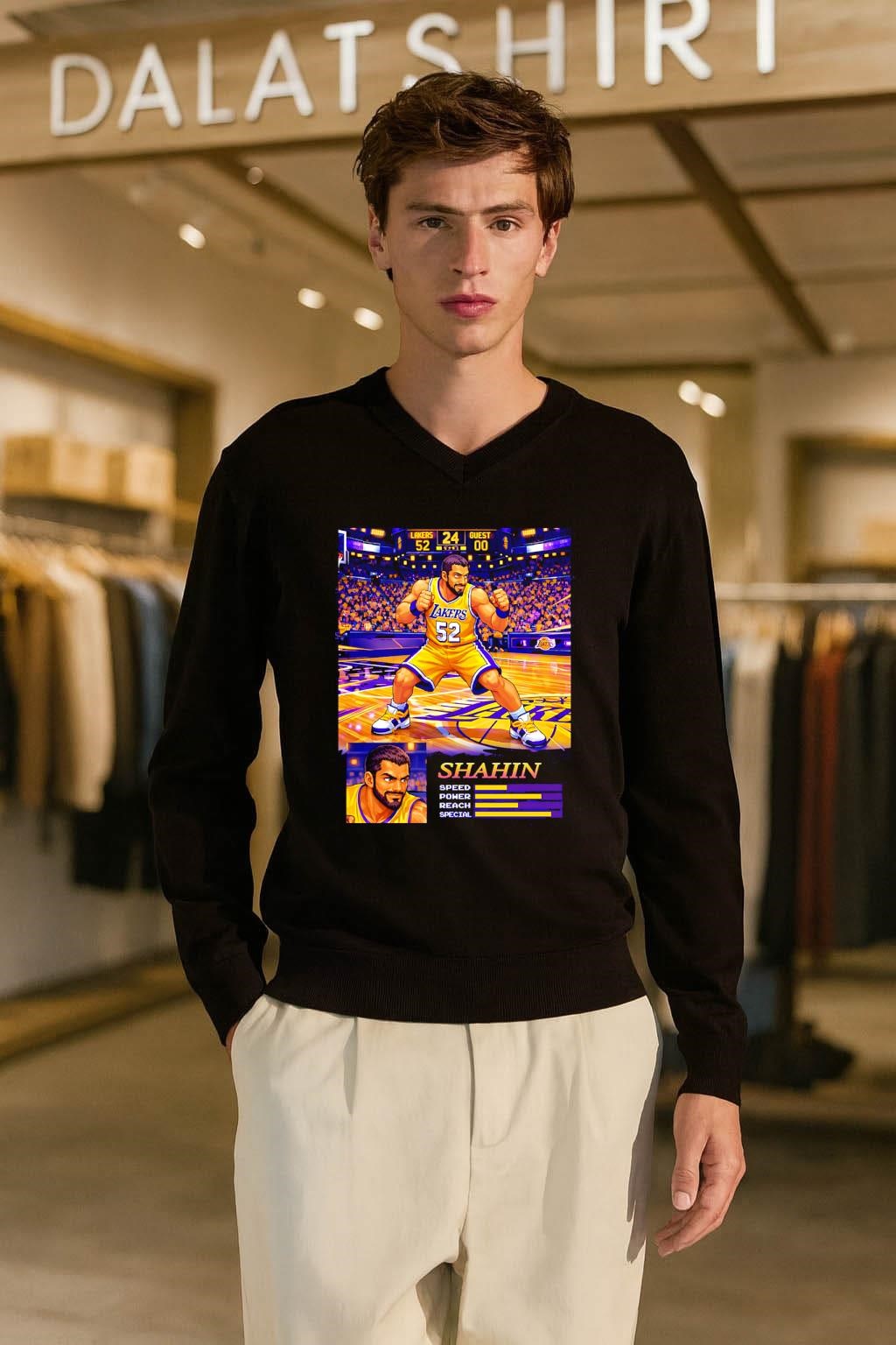 Shahin Los Angeles Lakers 52 custom pixel art basketball player shirt