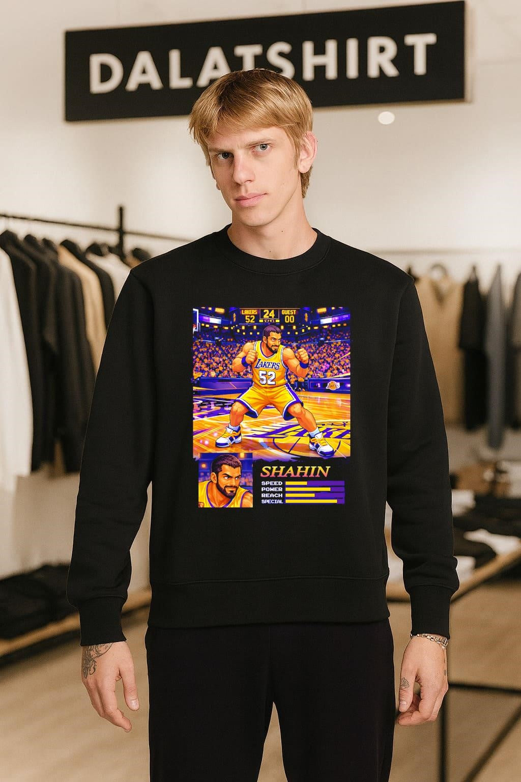 Shahin Los Angeles Lakers 52 custom pixel art basketball player shirt