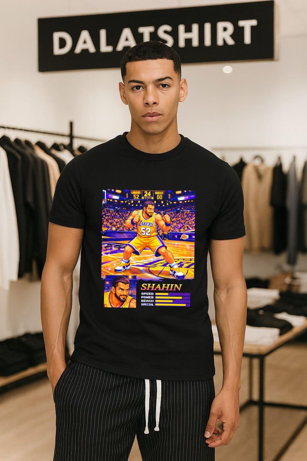 Shahin Los Angeles Lakers 52 custom pixel art basketball player shirt
