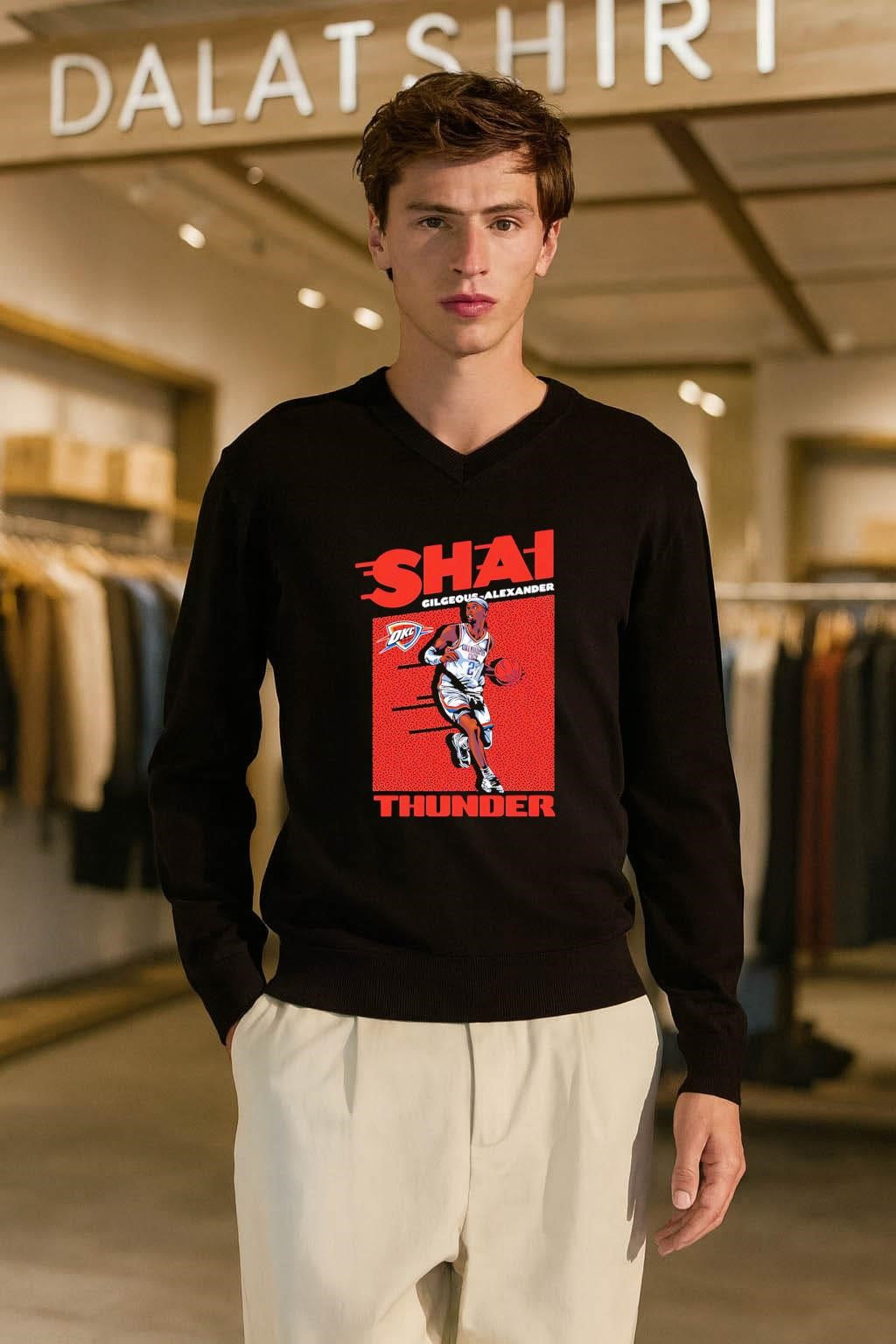 Shai Gilgeous-Alexander Oklahoma City Thunder Basketball Player Action Graphic shirt