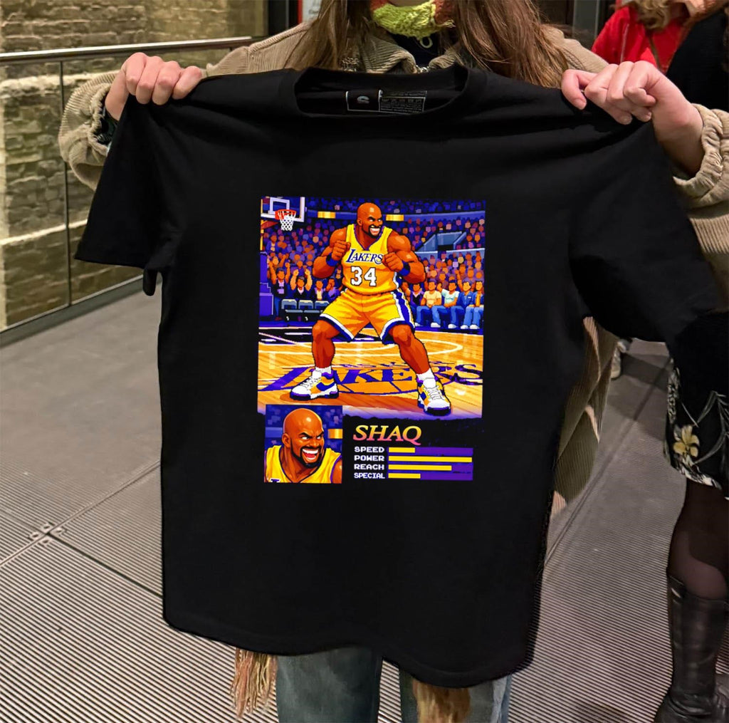 Shaquille O’Neal Los Angeles Lakers 34 muscular pixel art character shirt