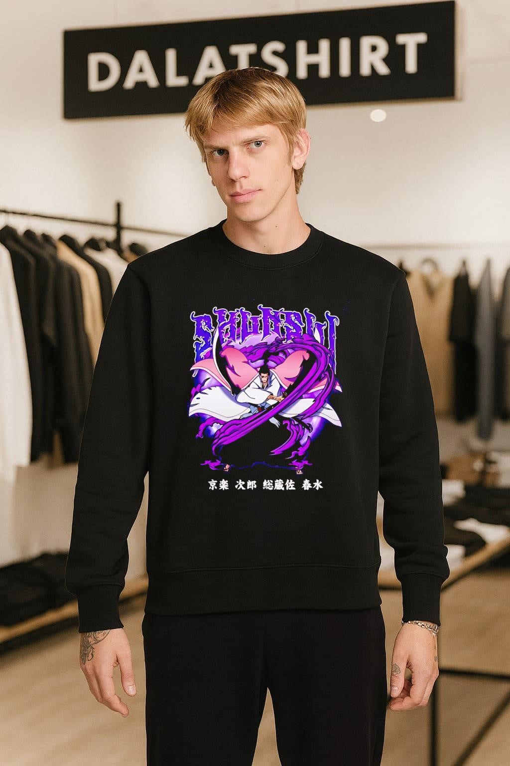 Shunsui Kyoraku Bleach Anime Captain Dual Swords Purple Shadow shirt