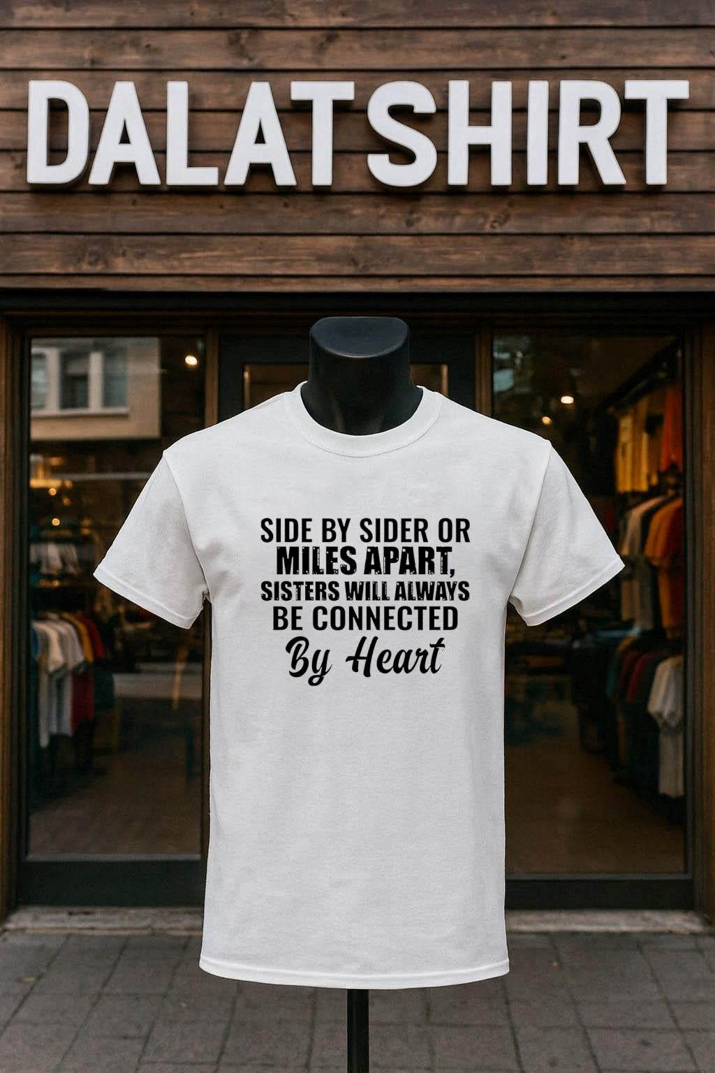 Side by Sider or Miles Apart Sisters Heart shirt