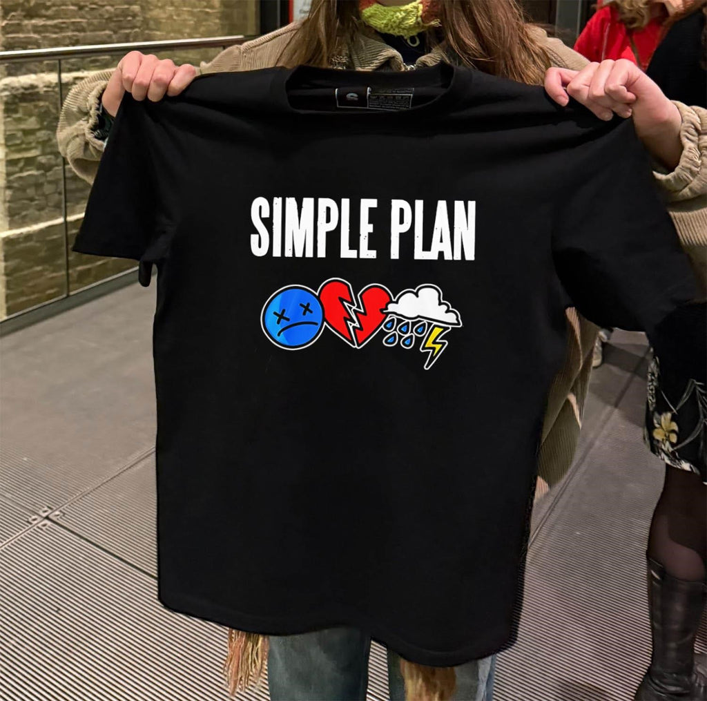 Simple Plan sad face broken heart storm logo shirt