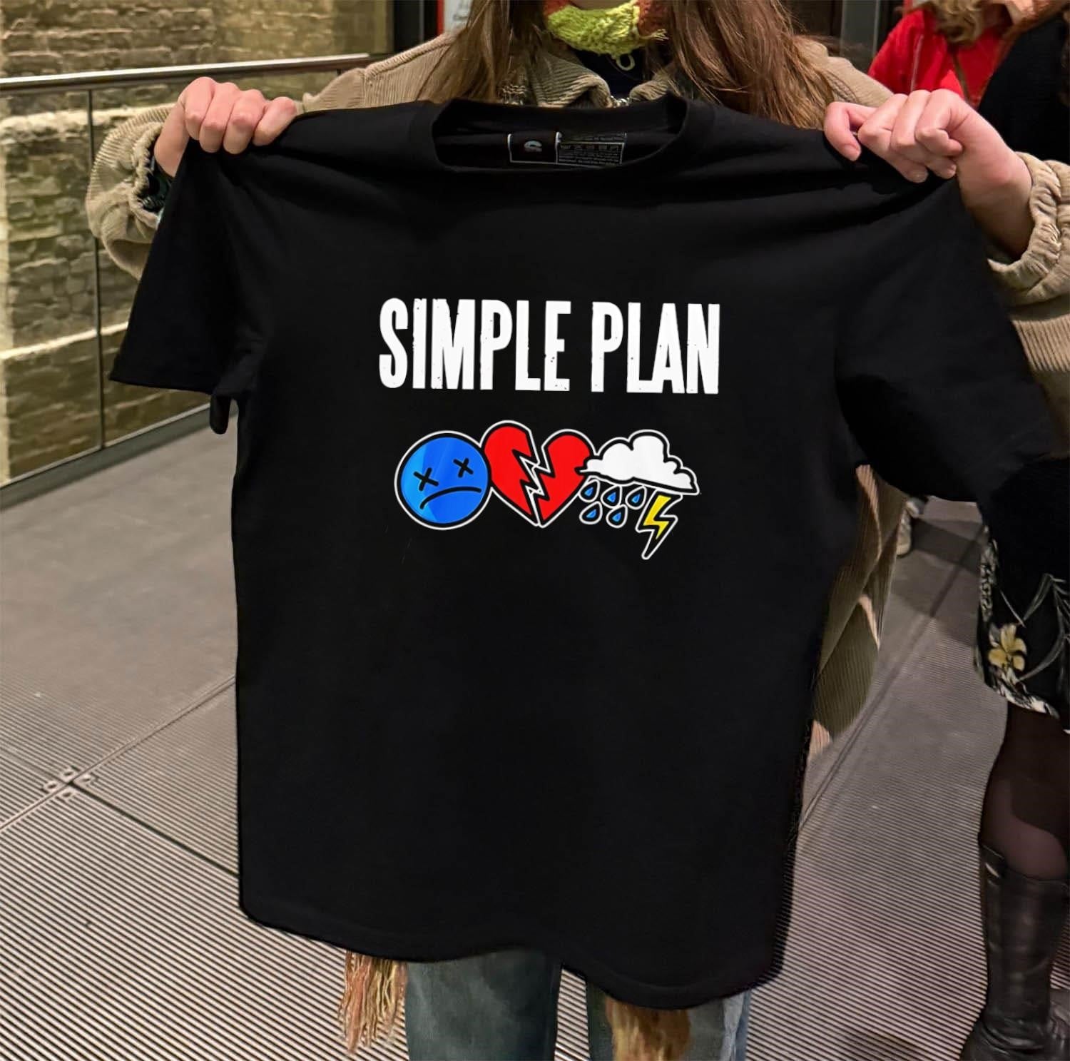 Simple Plan sad face broken heart storm logo shirt
