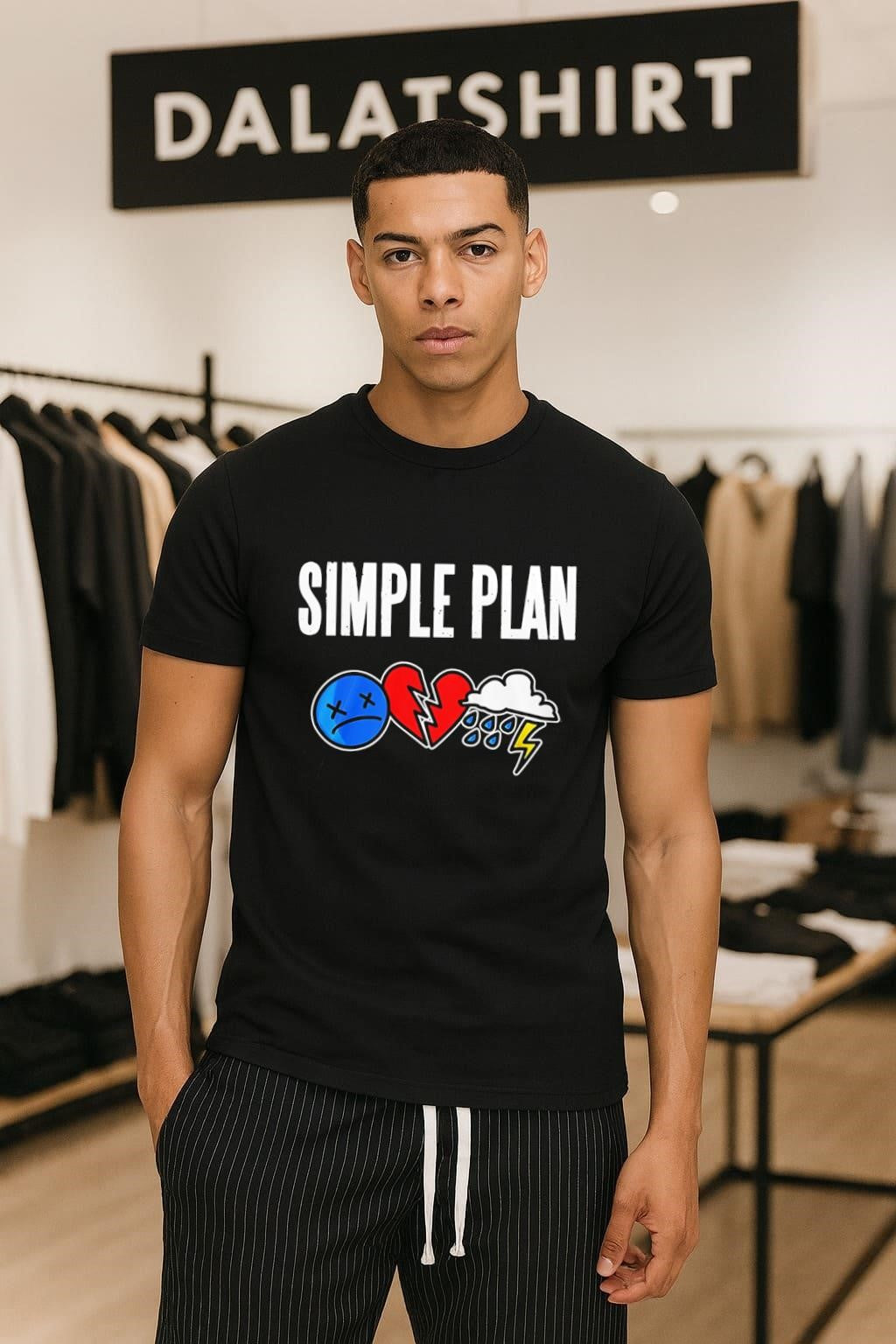 Simple Plan sad face broken heart storm logo shirt
