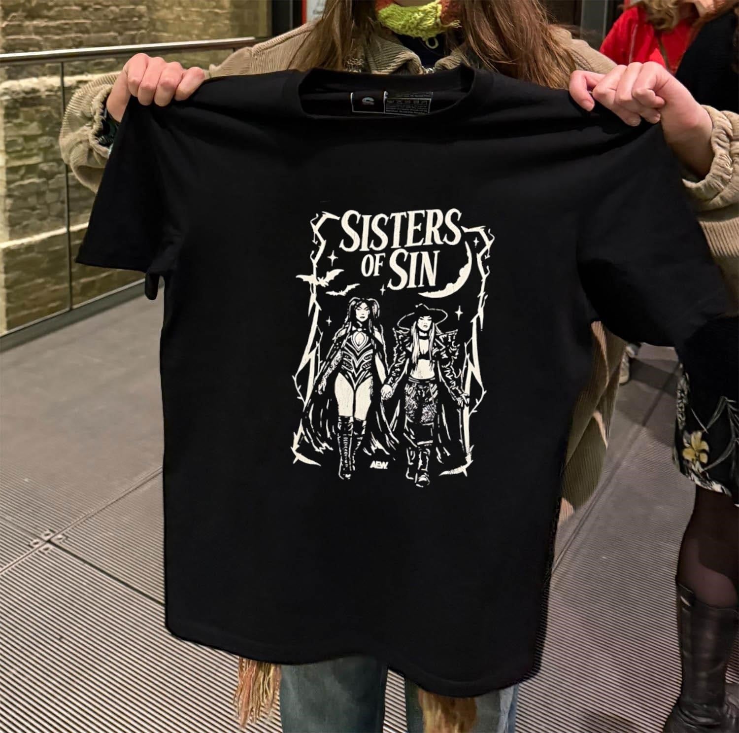 Sisters Of Sin Two Women Walking Graphic AEW shirt