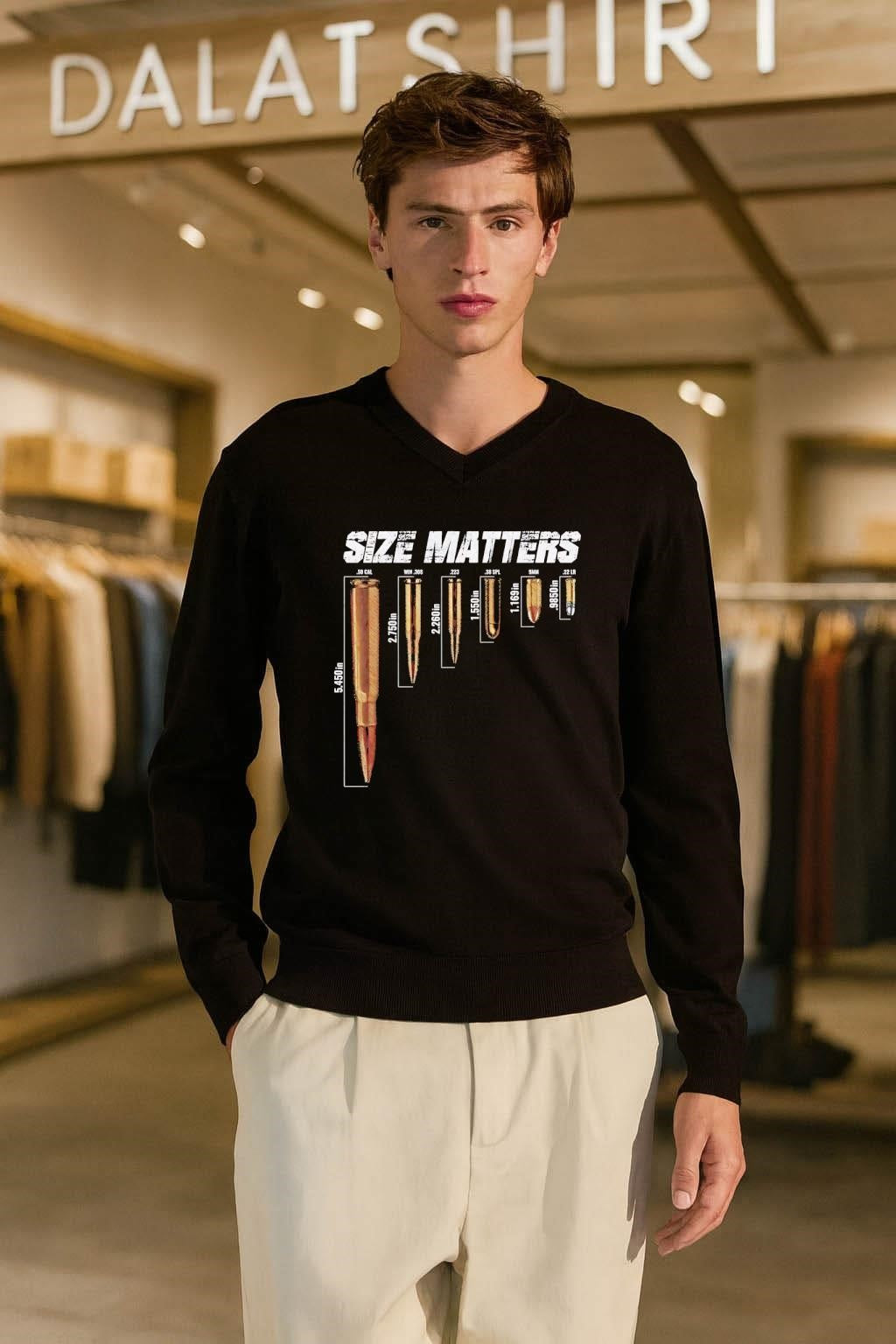 Size Matters Ammo Caliber Comparison Chart Graphic shirt