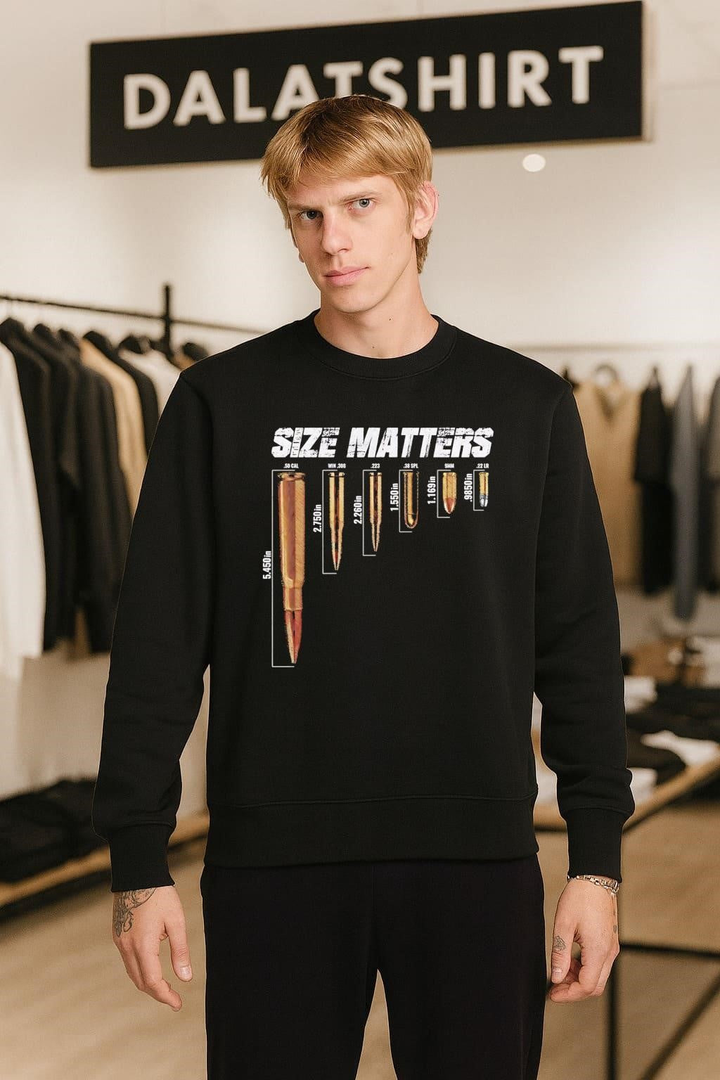 Size Matters Ammo Caliber Comparison Chart Graphic shirt