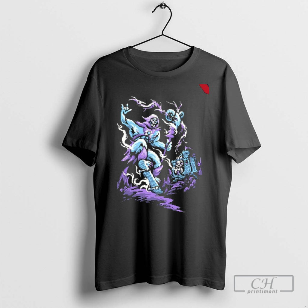 Skateboarding Skeletor Dead Drop Pixel Art T Shirts
