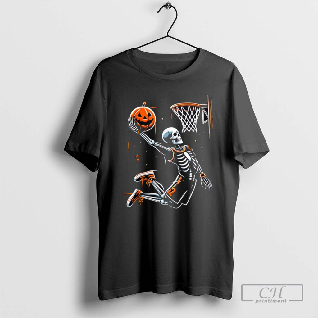 Skeleton Basketball Player Men Boys Scary For Halloween T Shirts