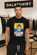Skeleton Girl Colombia Flag Glasses Peace Sign Bubble Gum shirt