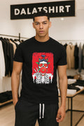 Skeleton Girl Morocco Flag Glasses Peace Sign Bubble Gum shirt