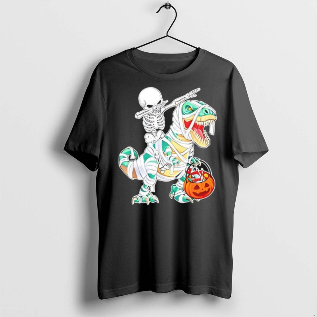 Skeleton Riding Dancing Dab Dinosaur Trex Halloween T Shirts