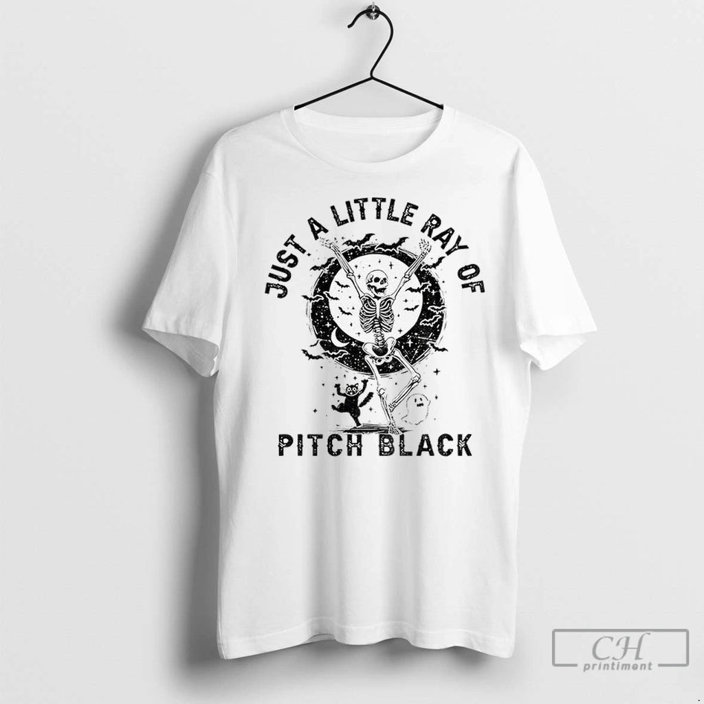 Skeleton Just A Little Ray Of Pitch Black Halloween T Shirts