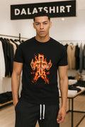 Skeleton on Fire Giving Middle Finger Fuck Off Flaming shirt