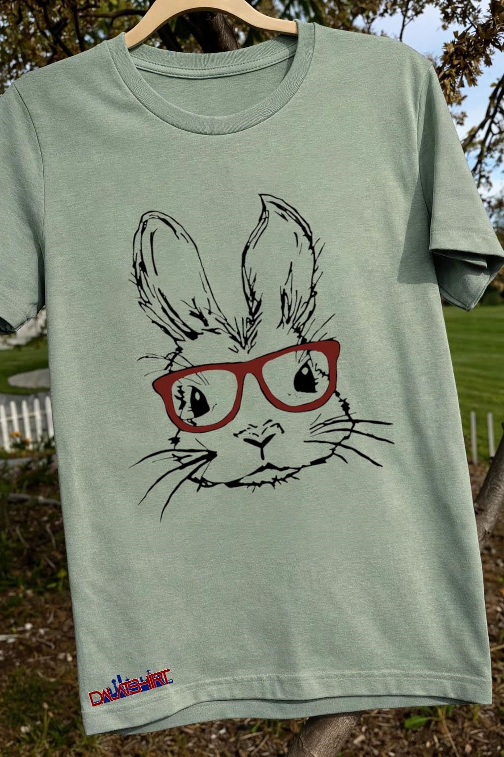 Sketch Rabbit Face Wearing Red Glasses shirt