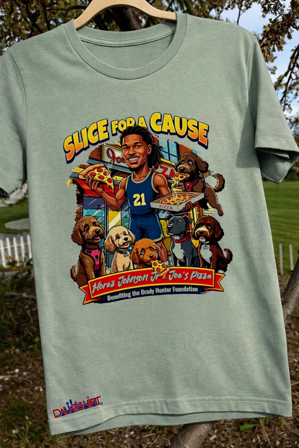 Slice for a Cause Morez Johnson Jr Joe’s Pizza shirt