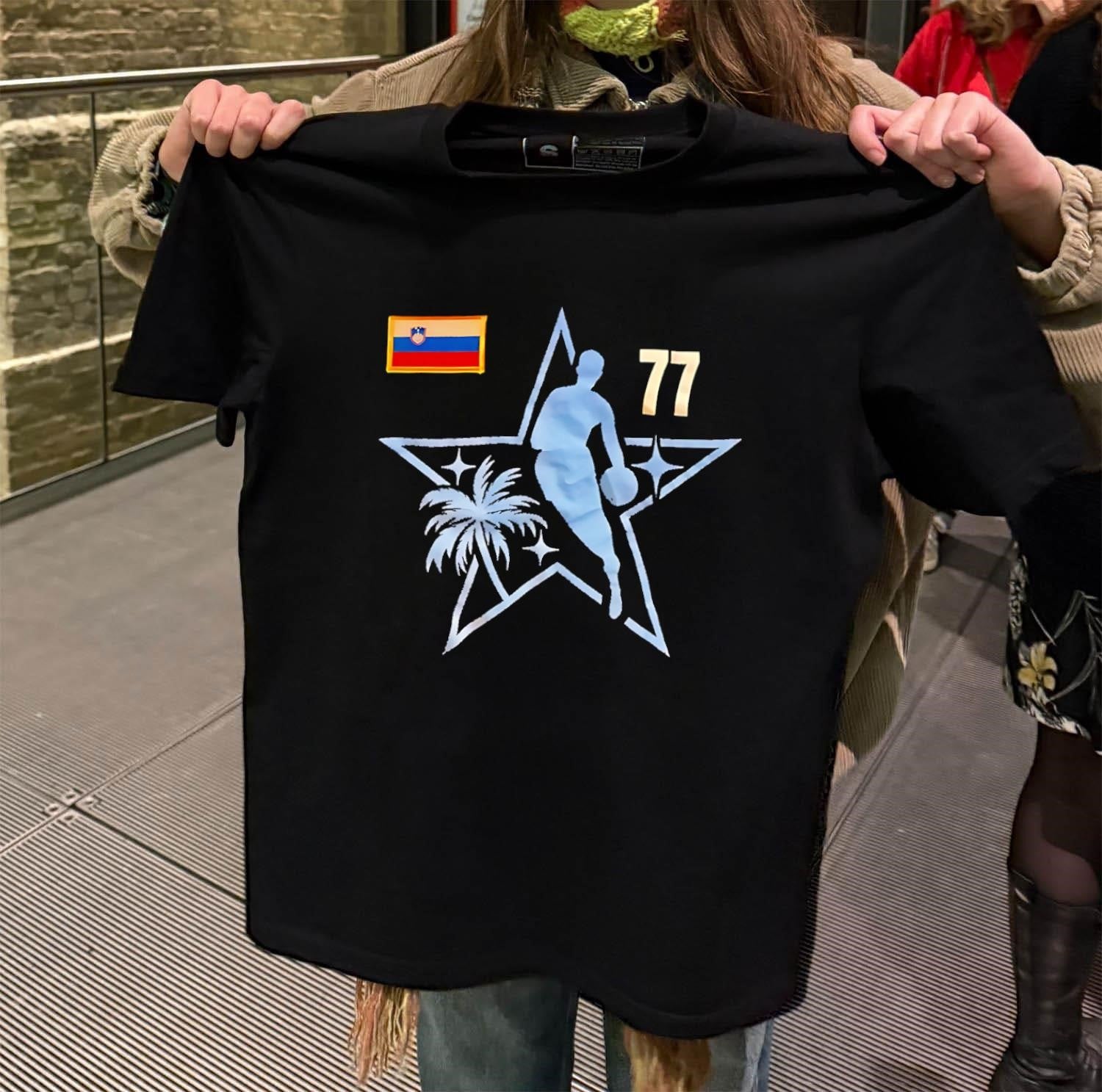Slovenia flag number 77 Luka Doncic Dallas Basketball Star shirt