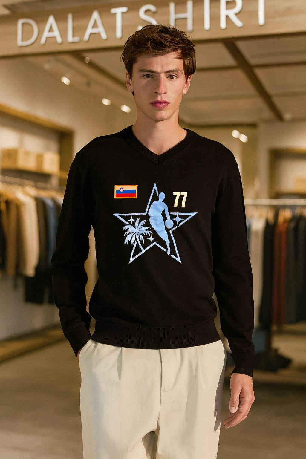 Slovenia flag number 77 Luka Doncic Dallas Basketball Star shirt