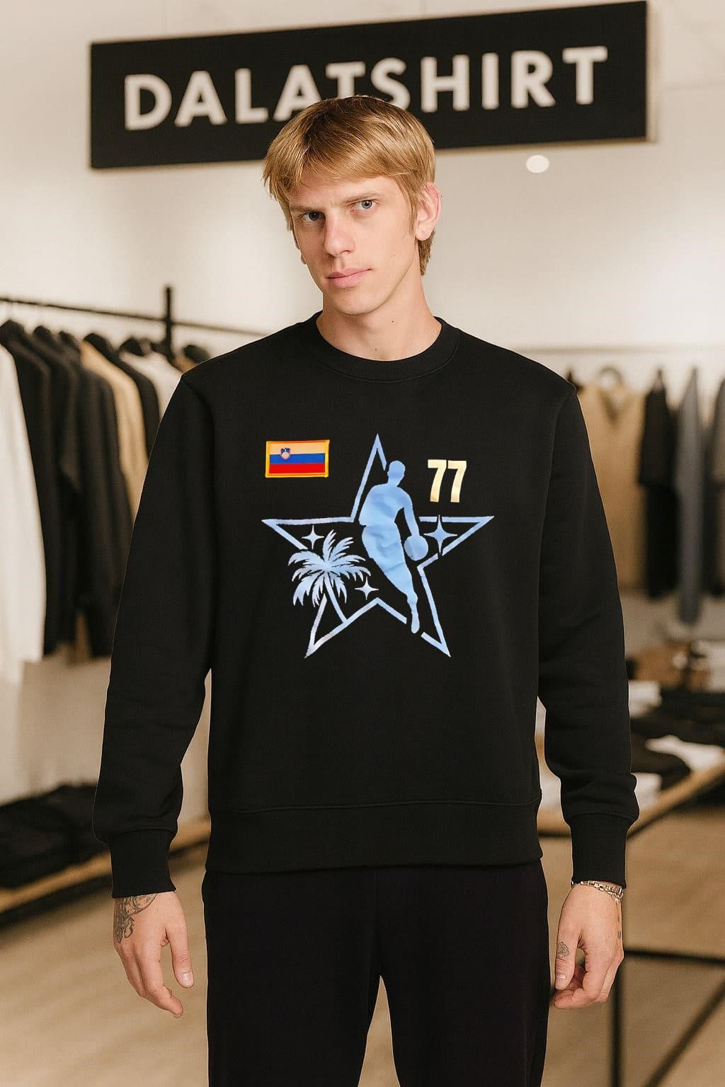 Slovenia flag number 77 Luka Doncic Dallas Basketball Star shirt