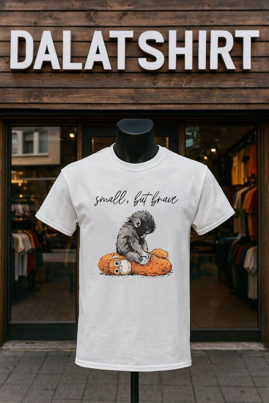 Small But Brave Baby Monkey Sitting Sad Graphic shirt