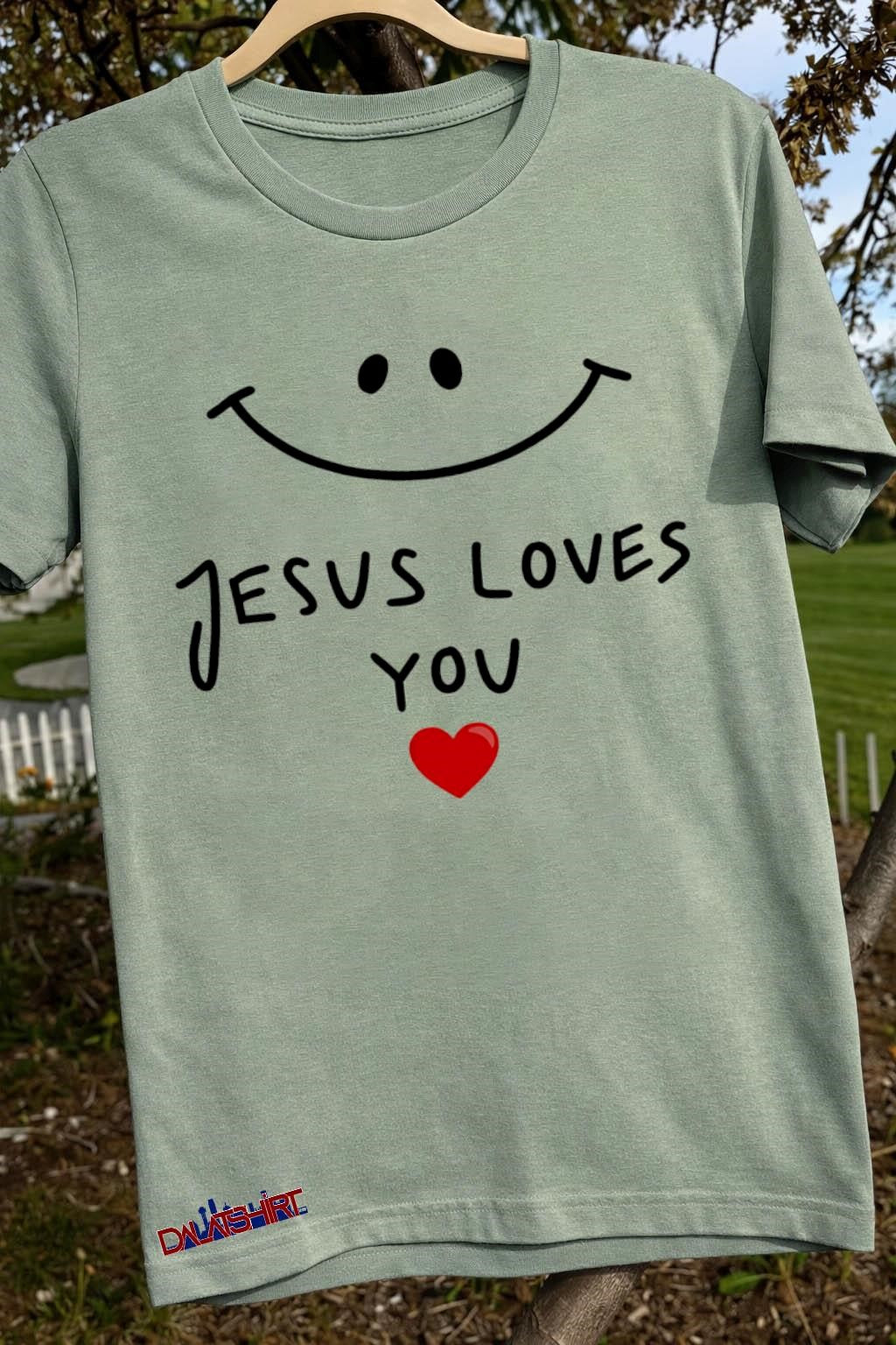 Smiley Face Jesus Loves You Heart shirt
