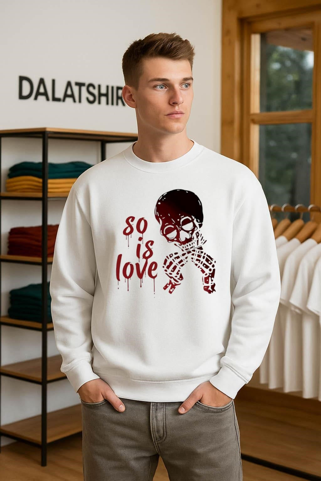 So Is Love Skeleton Hands Heart Red Drip Graphic shirt