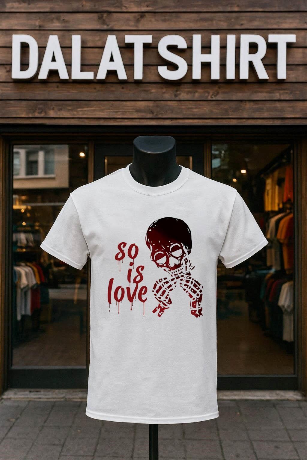 So Is Love Skeleton Hands Heart Red Drip Graphic shirt