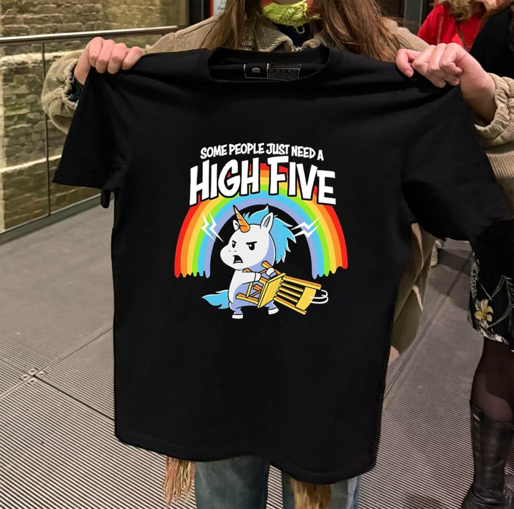 Some People Just Need a High Five Unicorn Metal Chair shirt