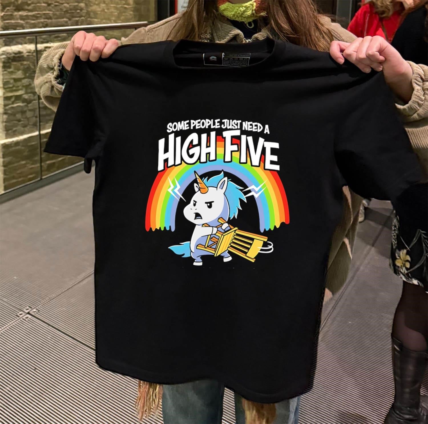 Some People Just Need a High Five Unicorn Metal Chair shirt