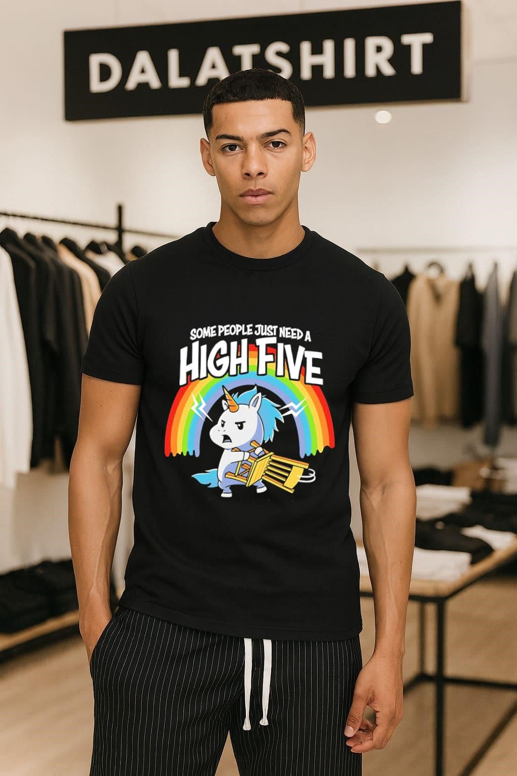 Some People Just Need a High Five Unicorn Metal Chair shirt