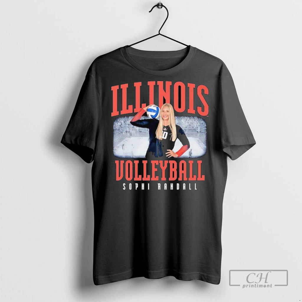 Sophi Randall Illustrated Illinois Volleyball T Shirts