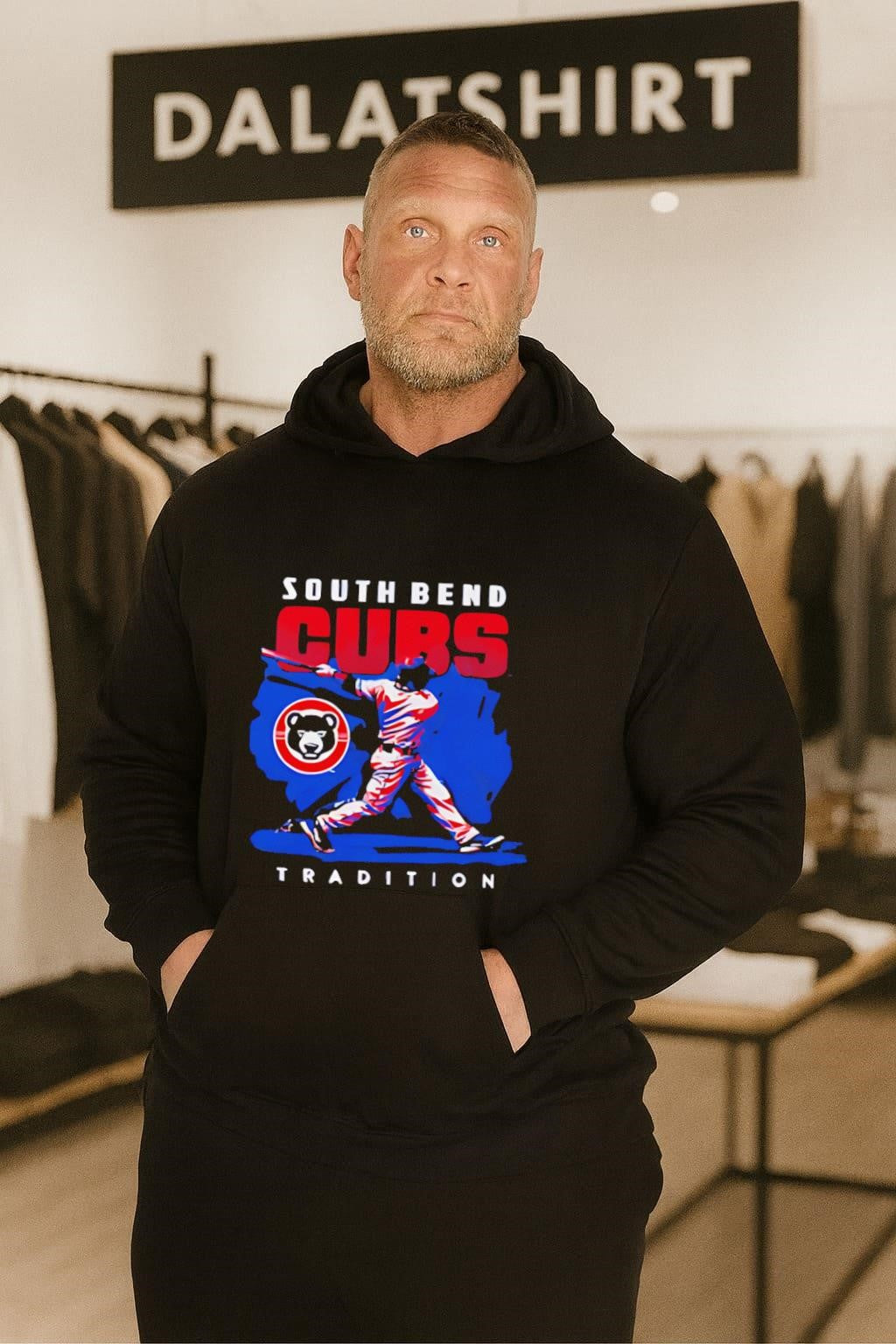 South Bend Cubs Tradition baseball player bear logo shirt